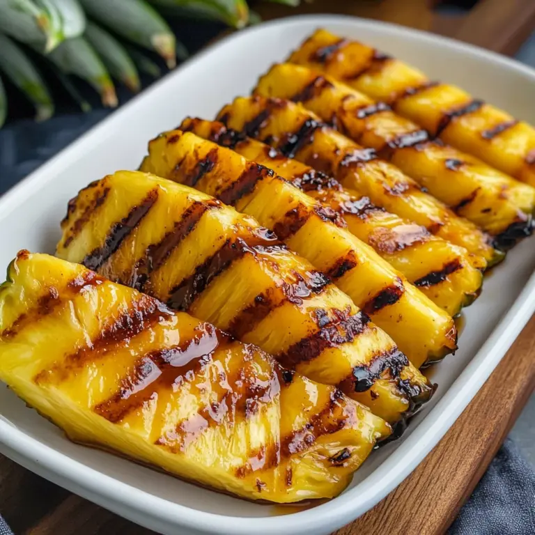 Grilled Pinapple with Cinnamon Honey Drizzle