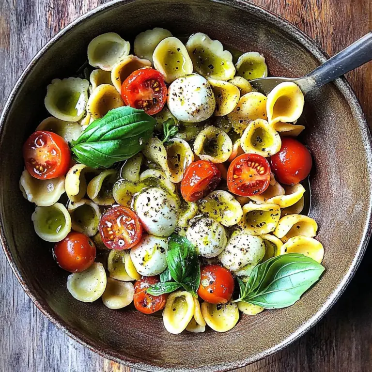 Orecchiette with Cherry Tomatoes, Mozzarella & Basil Pesto