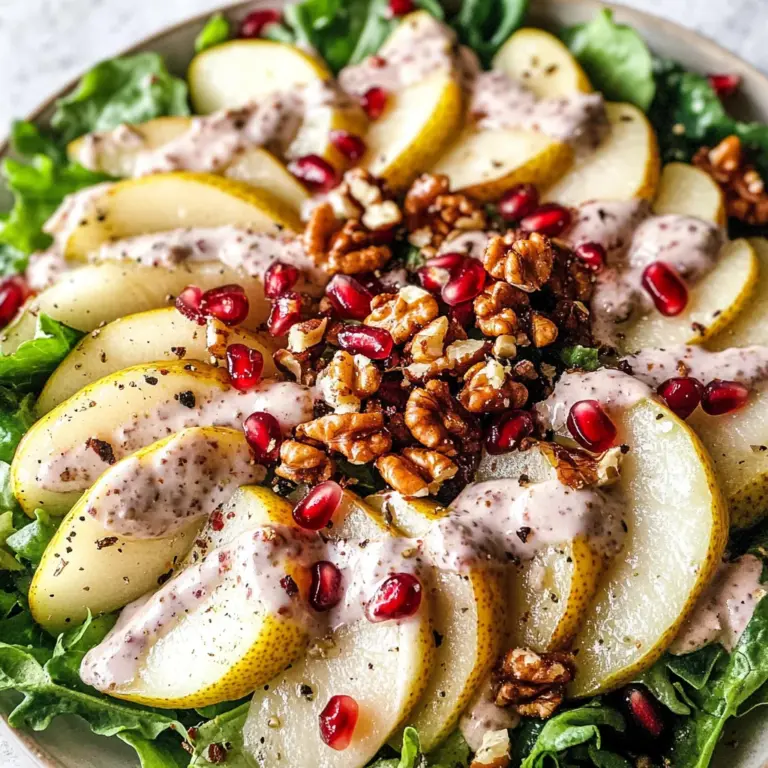Pear Salad with Creamy Pomegranate Dressing