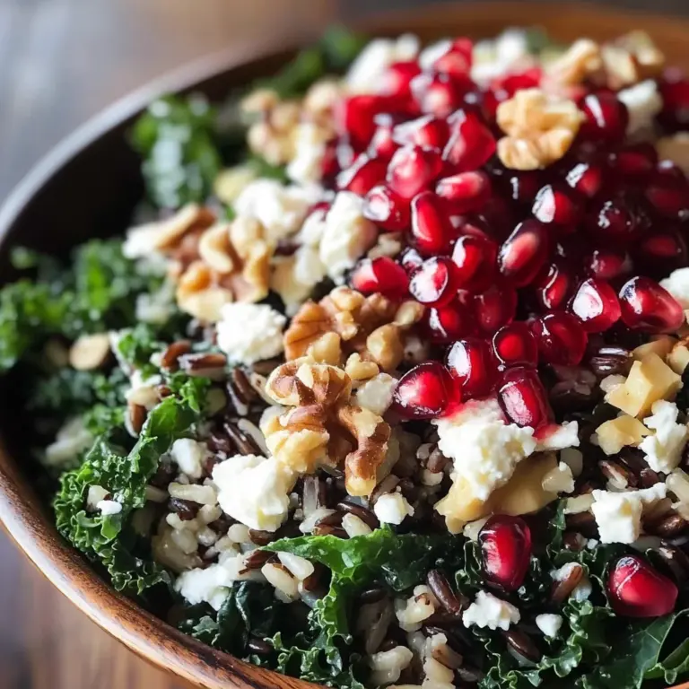 Pomegranate, Kale, and Wild Rice Salad with Walnuts and Feta