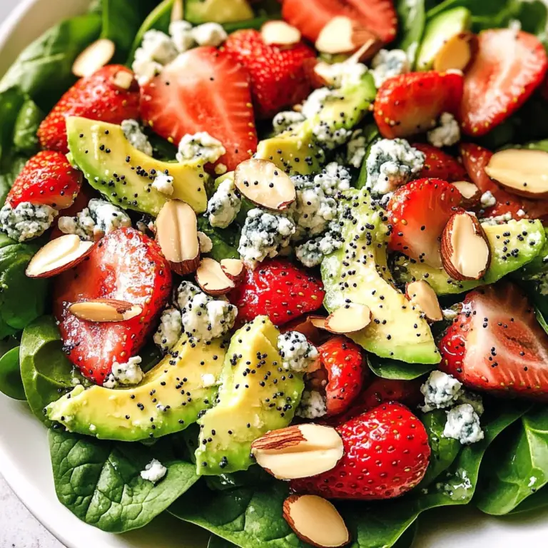 Strawberry Avocado Spinach Salad with Poppyseed Dressing