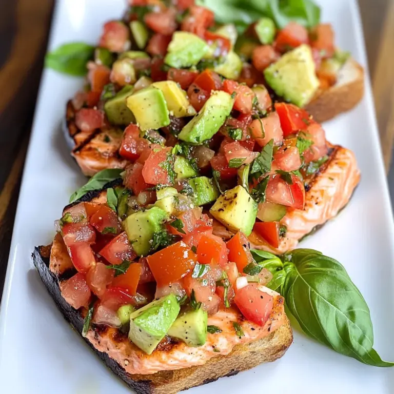Grilled Salmon Bruschetta with Avocado
