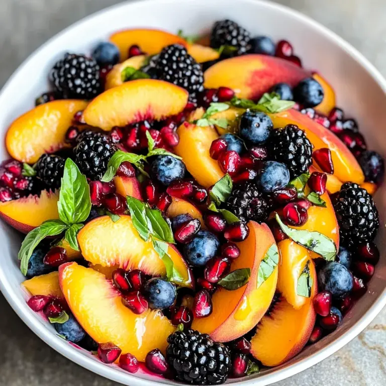 Honey Lime Basil Peach Fruit Salad