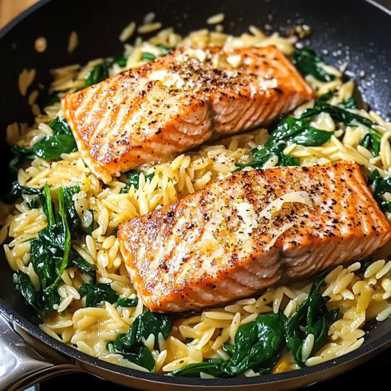 One Skillet Salmon with Lemon Orzo