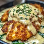 Parmesan Crusted Chicken with Creamy Garlic Sauce