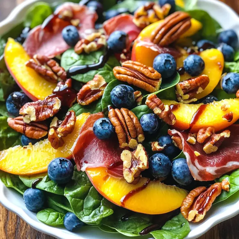Peach Blueberry Spinach Salad