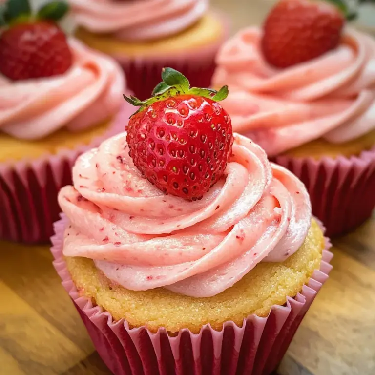 Strawberry Cupcakes with Strawberry Buttercream Frosting