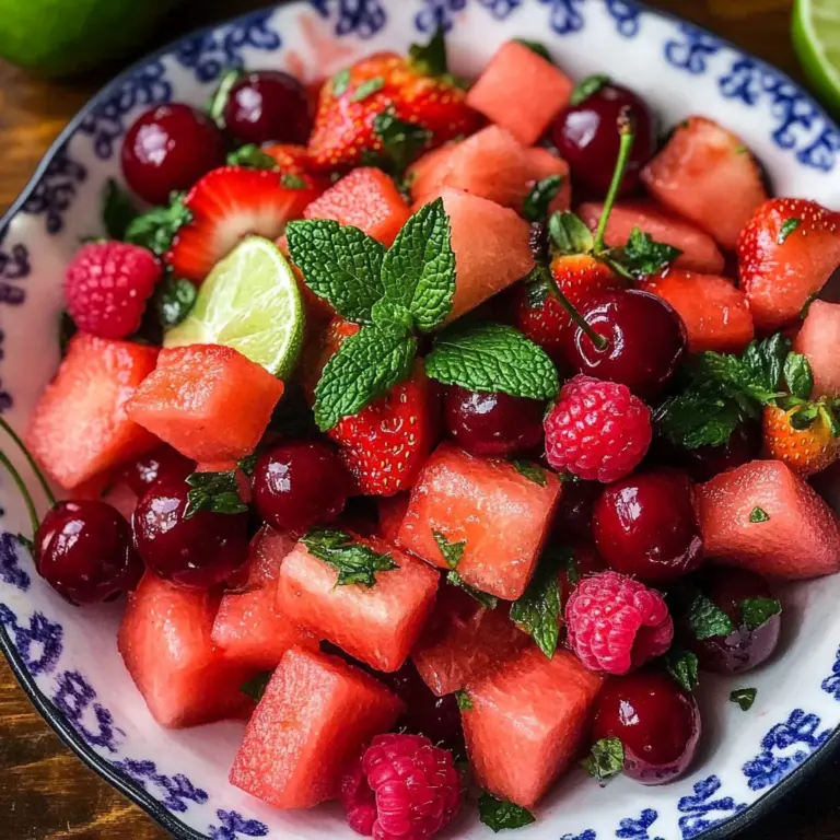 Watermelon Fruit Salad with Lime Mint Dressing