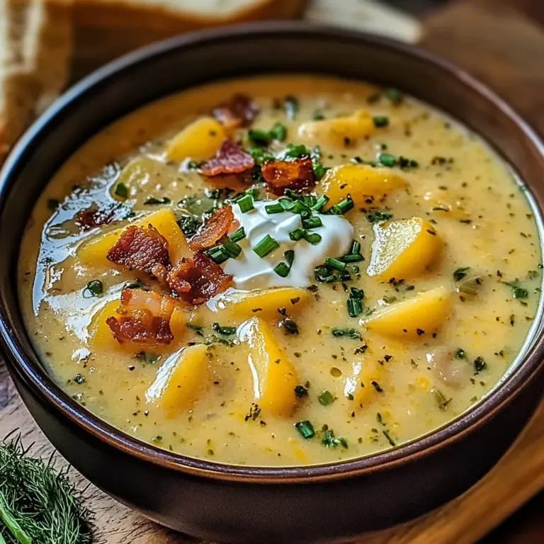 Hearty Cheddar Garlic Herb Potato Soup Recipe