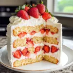 Moist Strawberry Shortcake Cake with Whipped Cream Frosting