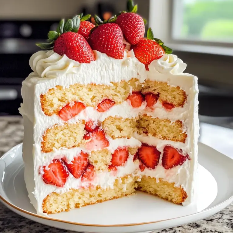 Moist Strawberry Shortcake Cake with Whipped Cream Frosting
