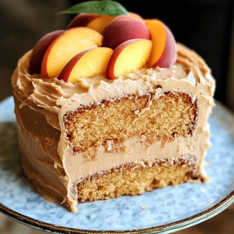 Peach Cake with Brown Sugar Frosting