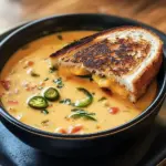 Spicy Jalapeño Popper Soup with Grilled Cheese Dippers
