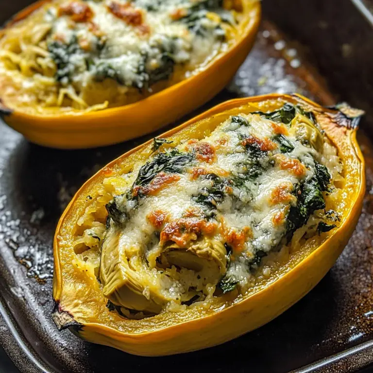Spinach and Artichoke Stuffed Spaghetti Squash